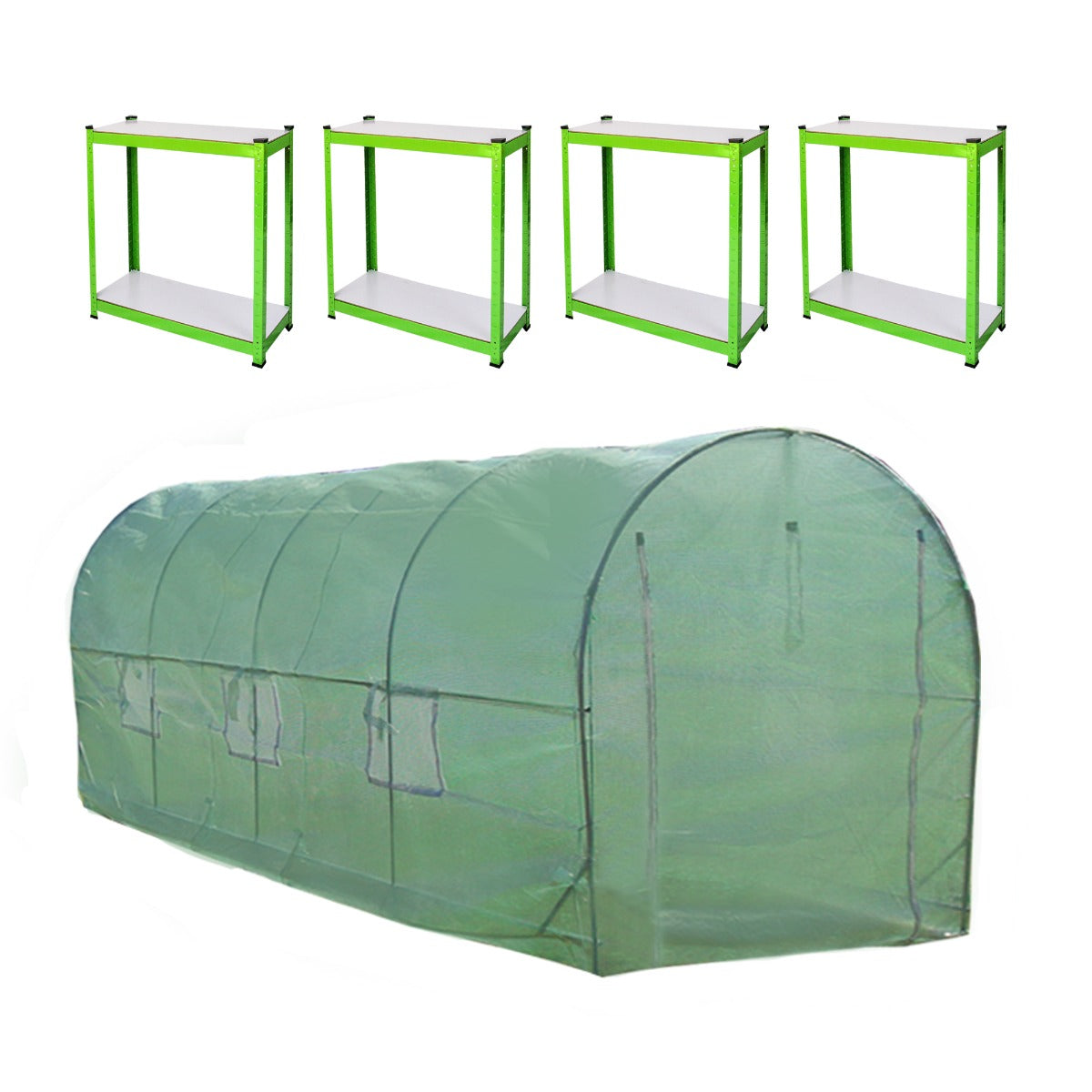 Polytunnel With Racking | 19mm 5m x 2m | Green