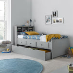 Venus Guest Bed With Drawers No Trundle With Pocket Mattress | Single | Grey