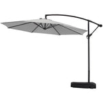 3m Banana Cantilever Patio Parasol For Outdoor Sunshade And Rain With Fillable Base On Wheels | One Size | Light Grey