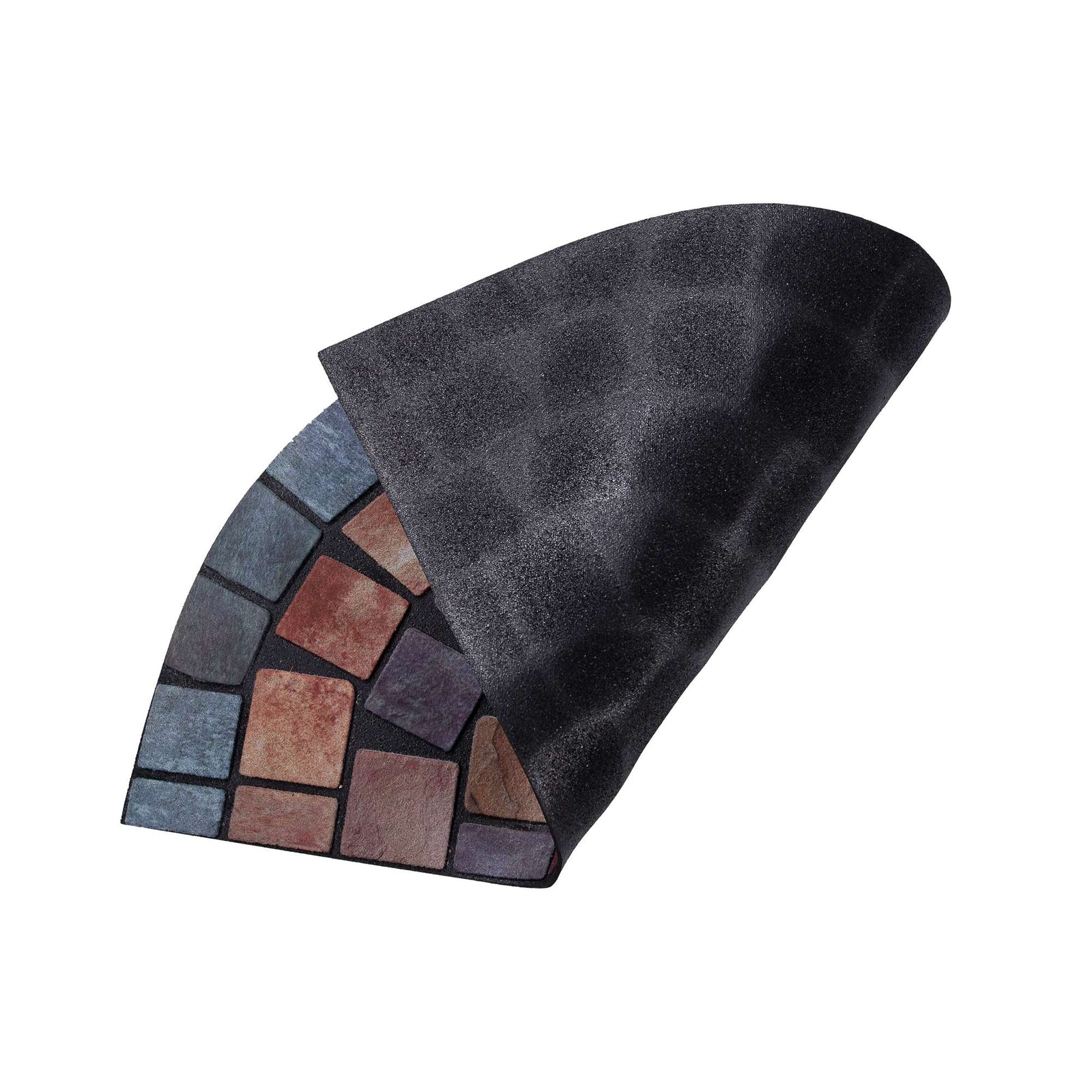 Elegant Tile Effect Halfmoon Doormat | Blue