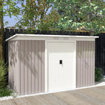 9 X 4ft Outdoor Metal Frame Garden Storage Shed W/ 2 Door | Light Slate Gray