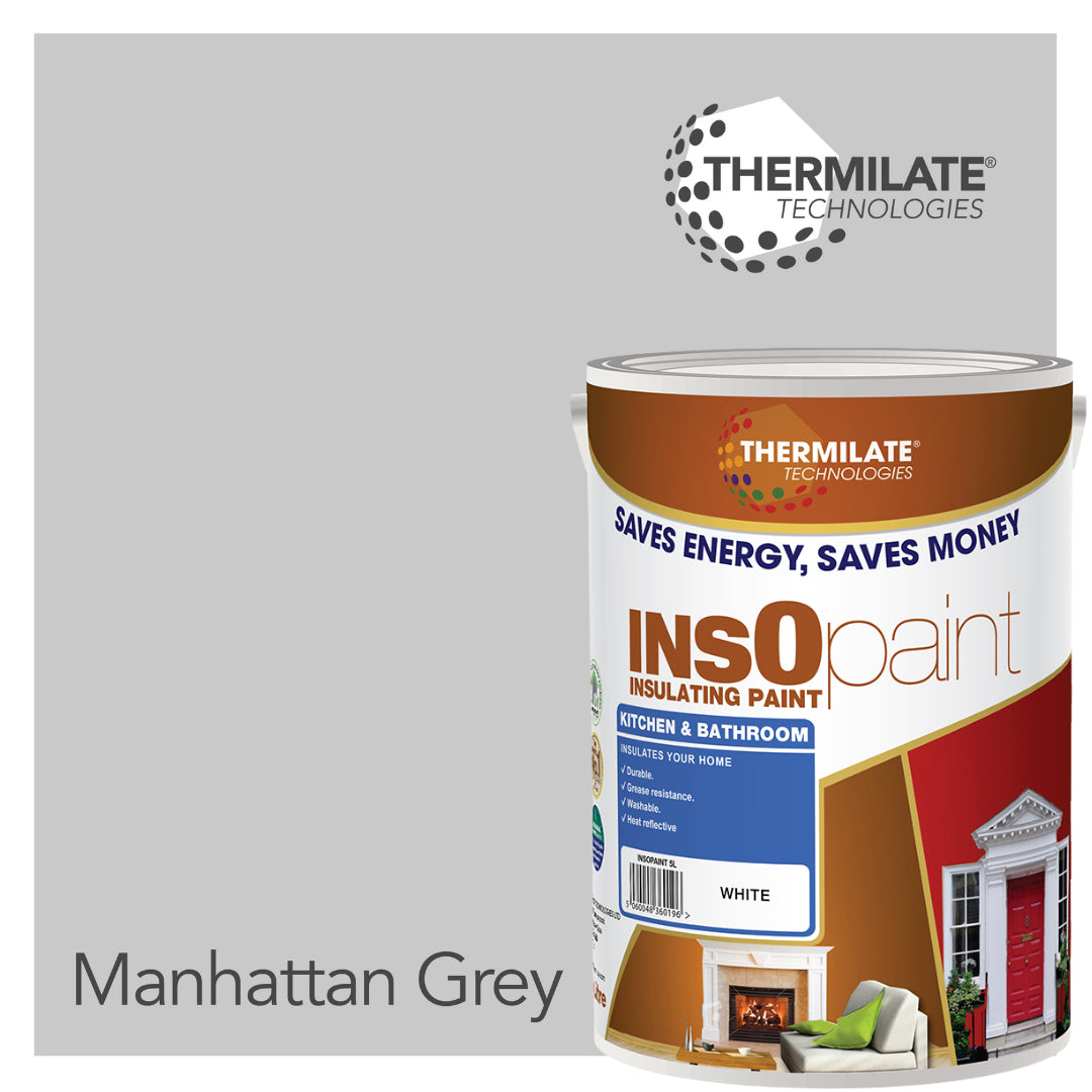 Insopaint Kitchen & Bathroom Paint - Best Anti-mould Protection, Insulating Walls & Ceilings | 5l | Manhattan Grey