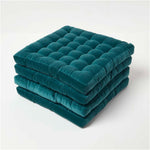 Quilted Velvet Chair Pad, 40 X 40 Cm | Set-of-4 | Green