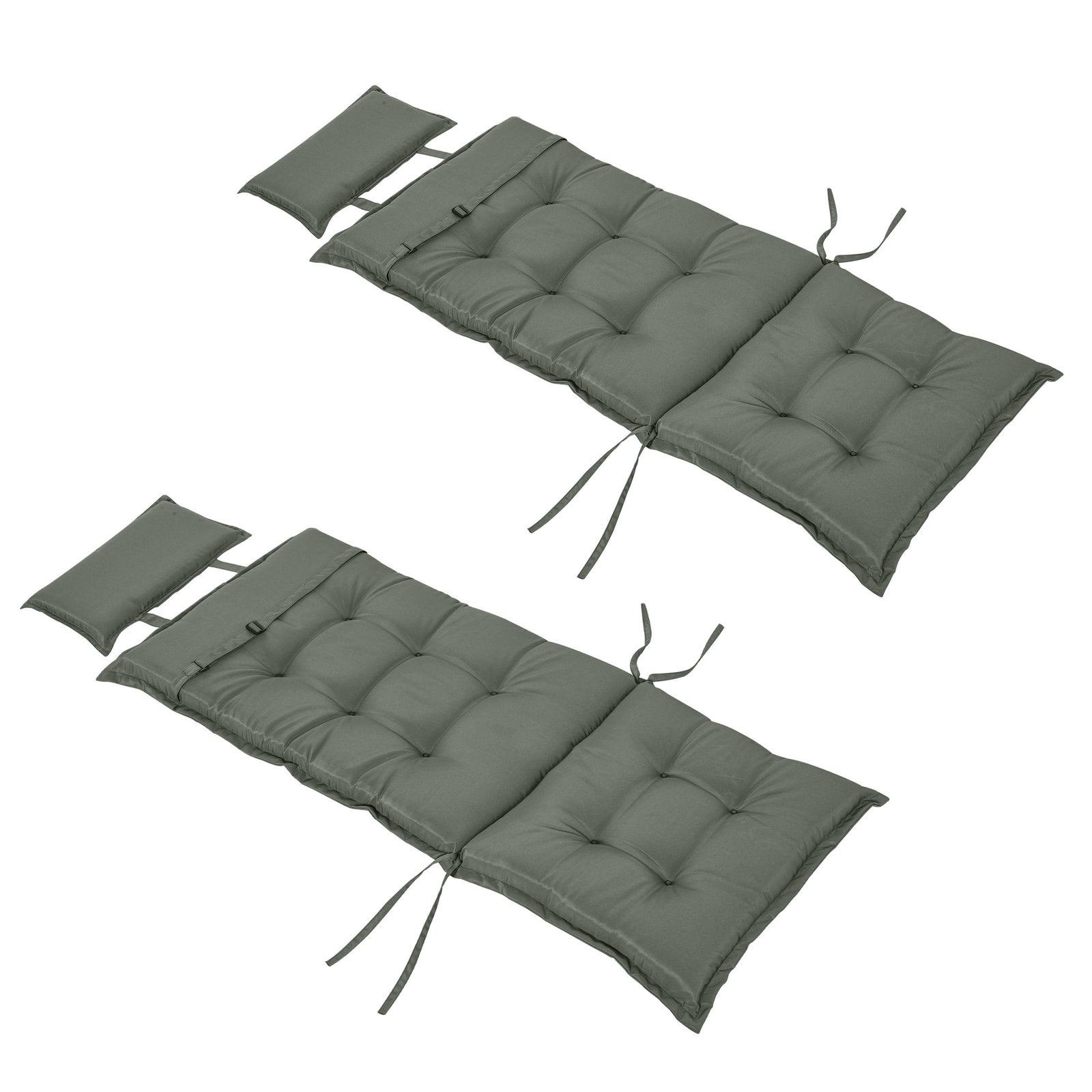 2pc Patio Chair Cushion Set, High Back Seat Pads W/ Pillow