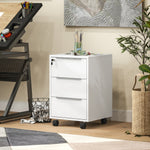 Modern 3-drawer Locking File Cabinet Mobile Filing Cabinet | White