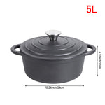 Enameled Cast Iron Dutch Oven With Lid, Heavy-duty Round Casserole Pot, Oven Safe Up To 500°f | 5l | Matte Black