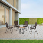 Rattan Chair Foldable Garden Furniture W/ Armrest Steel | Set of 4 | Brown