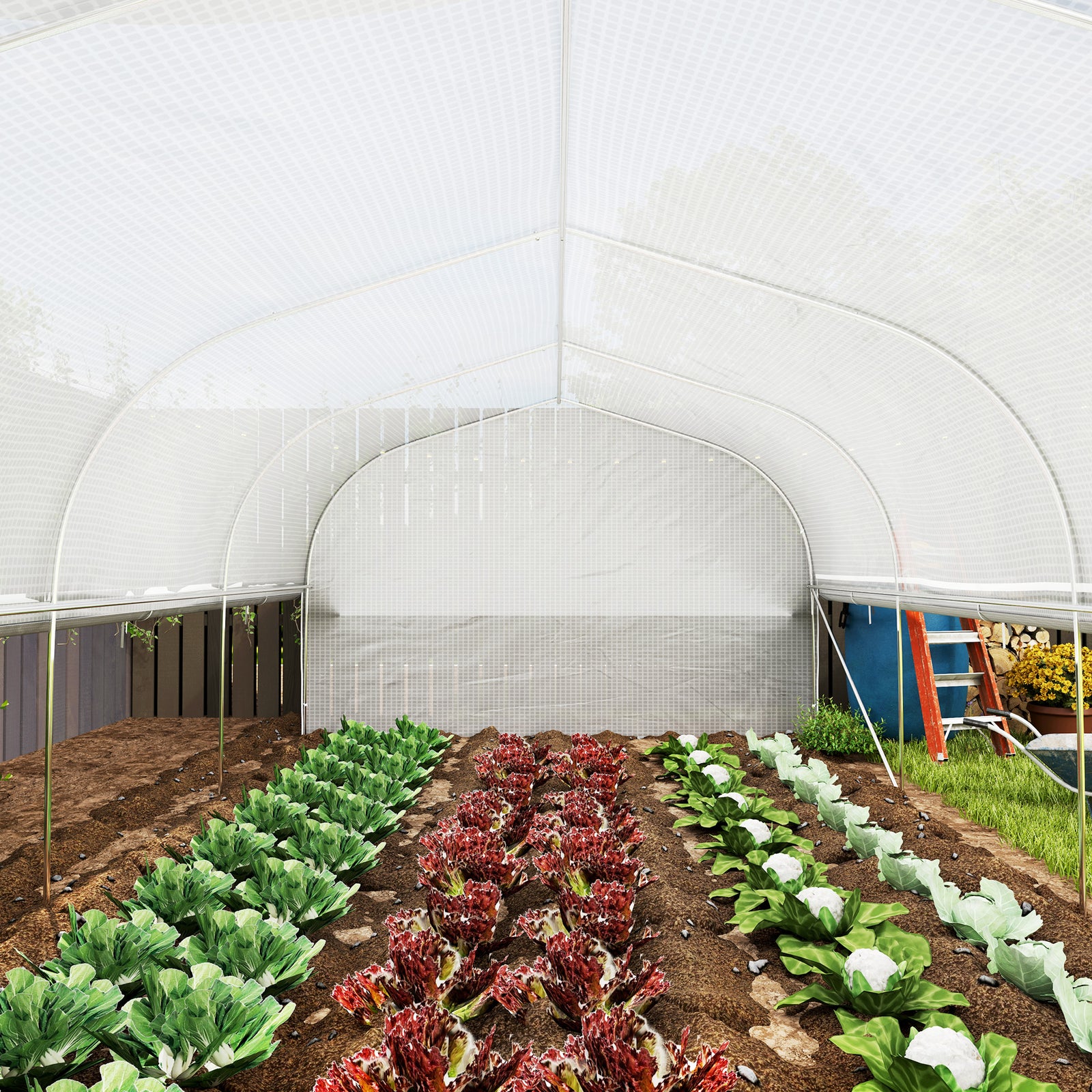6x3x2m Polytunnel Greenhouse, Roll-up Sidewalls, White