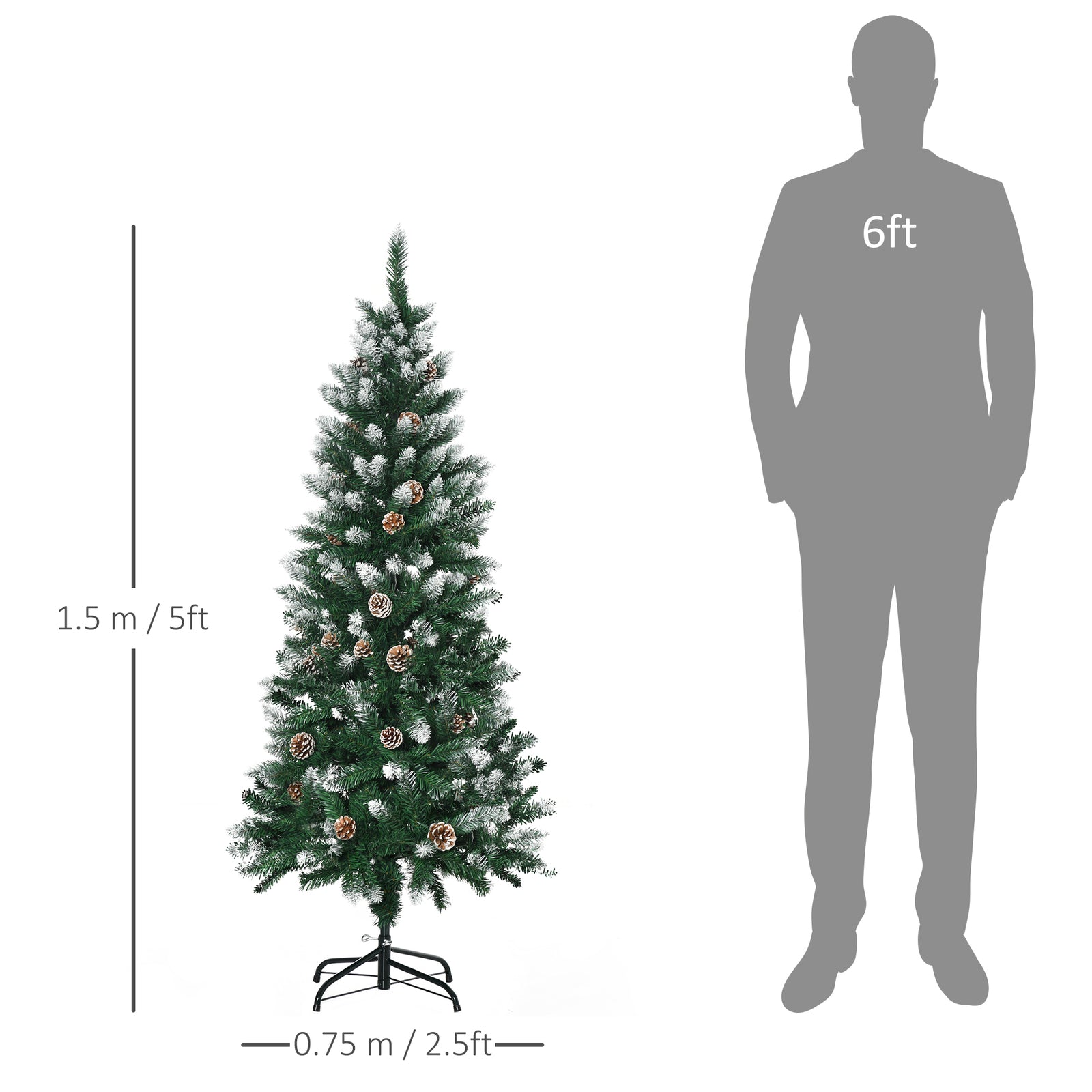 5' Snow Artificial Christmas Tree Holiday Home Décor With Pine Cones | 5ft | Green