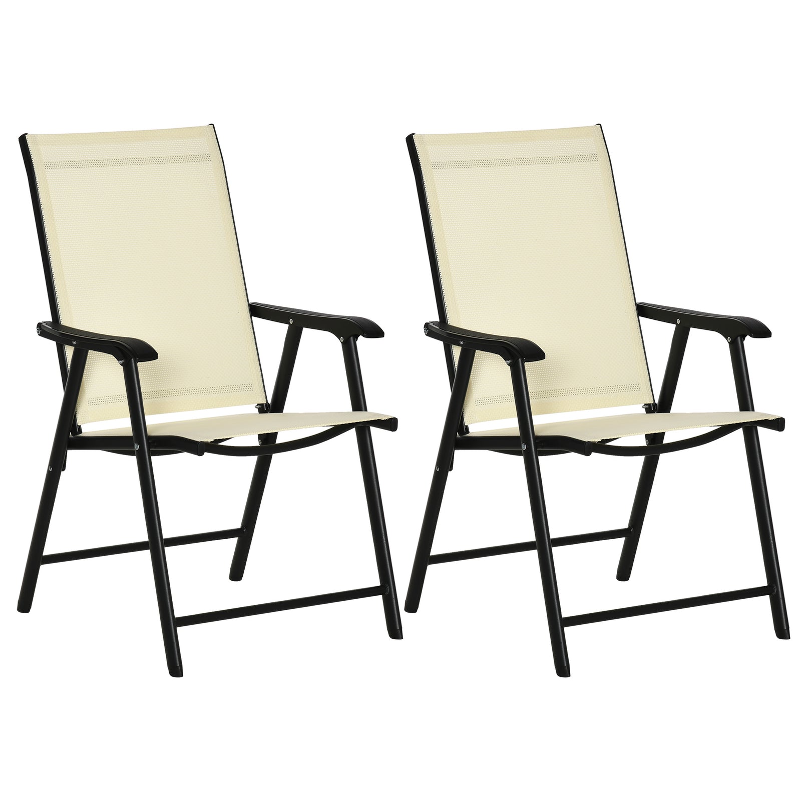 Garden Armchairs Patio Folding Modern Furniture | Set of 2 | Beige