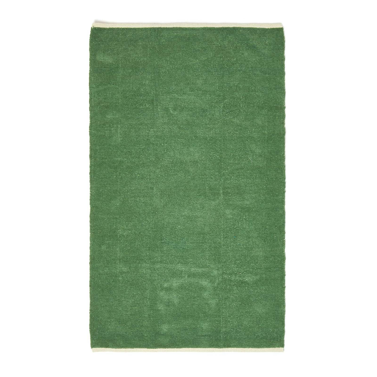 Plain Chenille 100% Cotton  Rug With Natural Trim | 170cm | Dark Olive