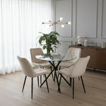 New York Dining Table With 4 Erica Velvet Chairs | Cream