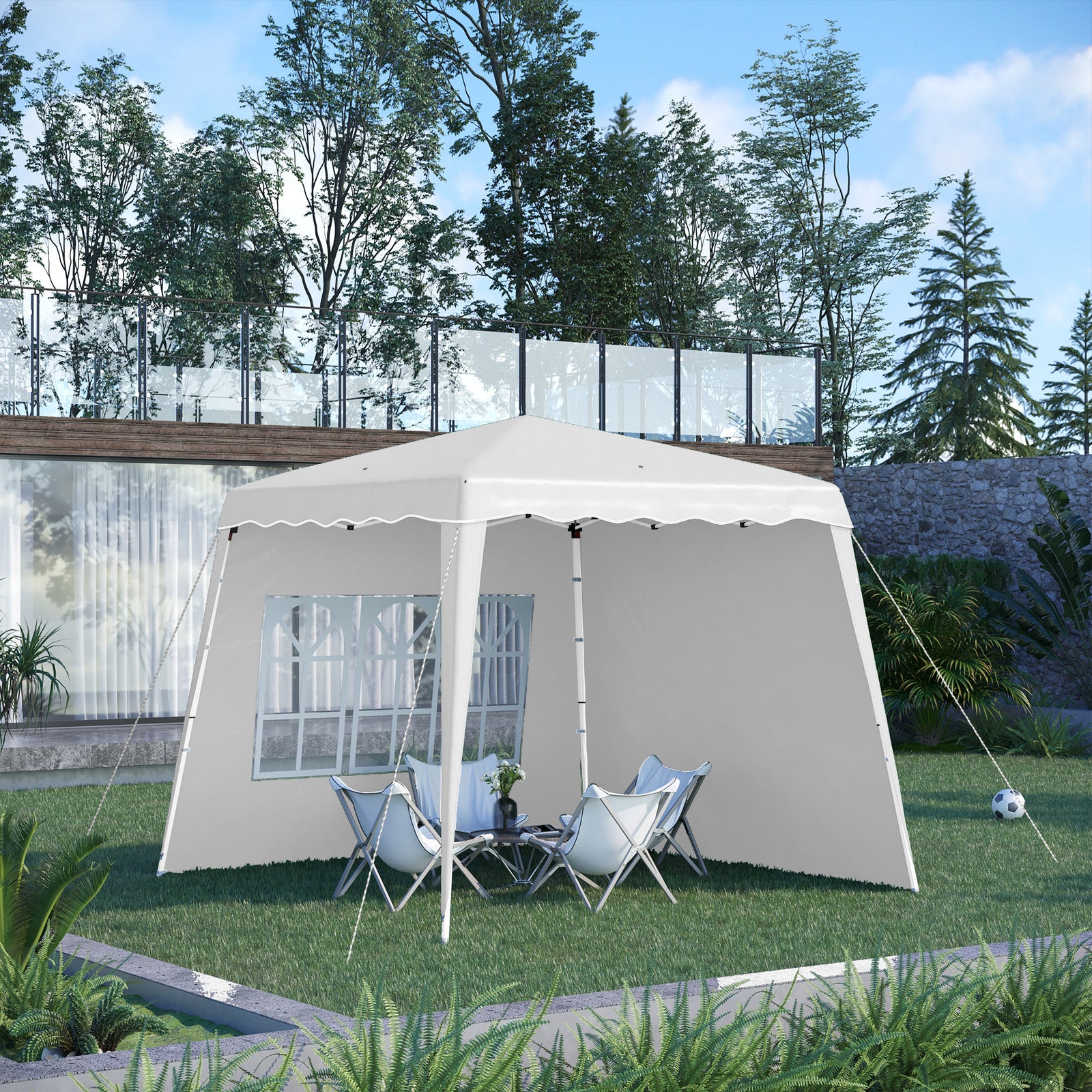 Uv50+ Pop Up Gazebo Canopy Tent With Carry Bag, 2.4 X 2.4m | White
