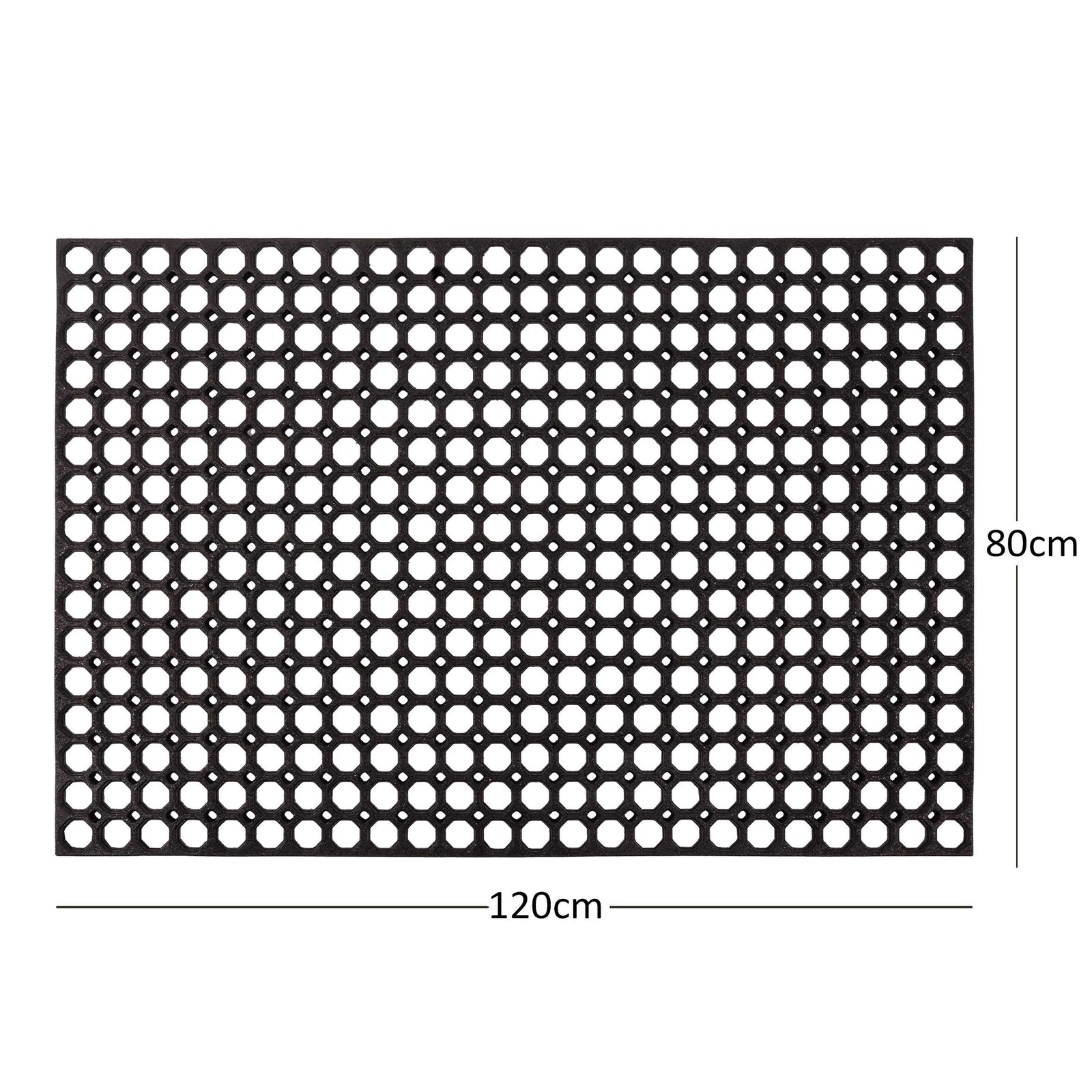 Rubber Ring Entrance Doormat | 120cm x 80cm | Black