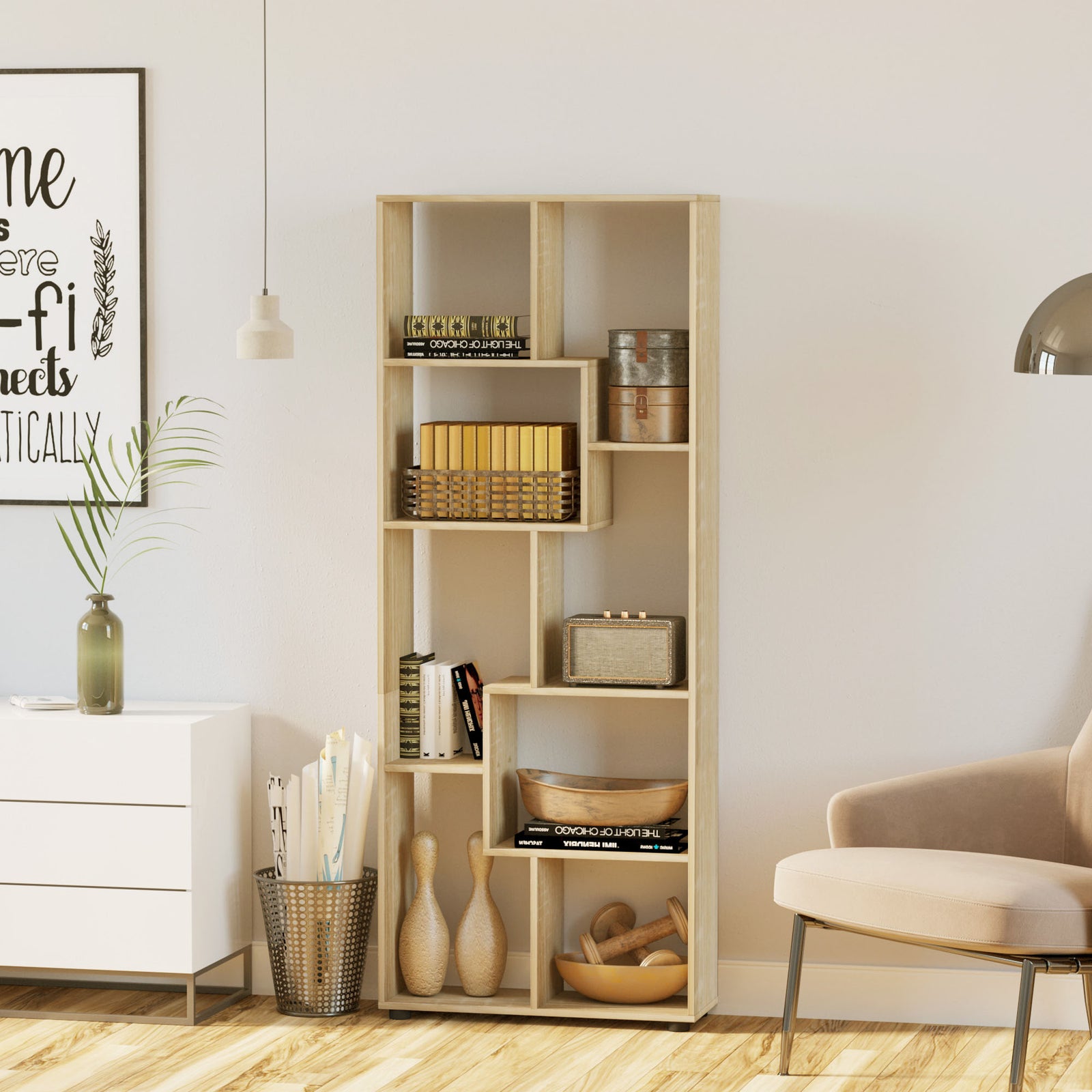 Multipurpose 8 Grid Bookshelf Decorative Shelf | One Size | Yellow