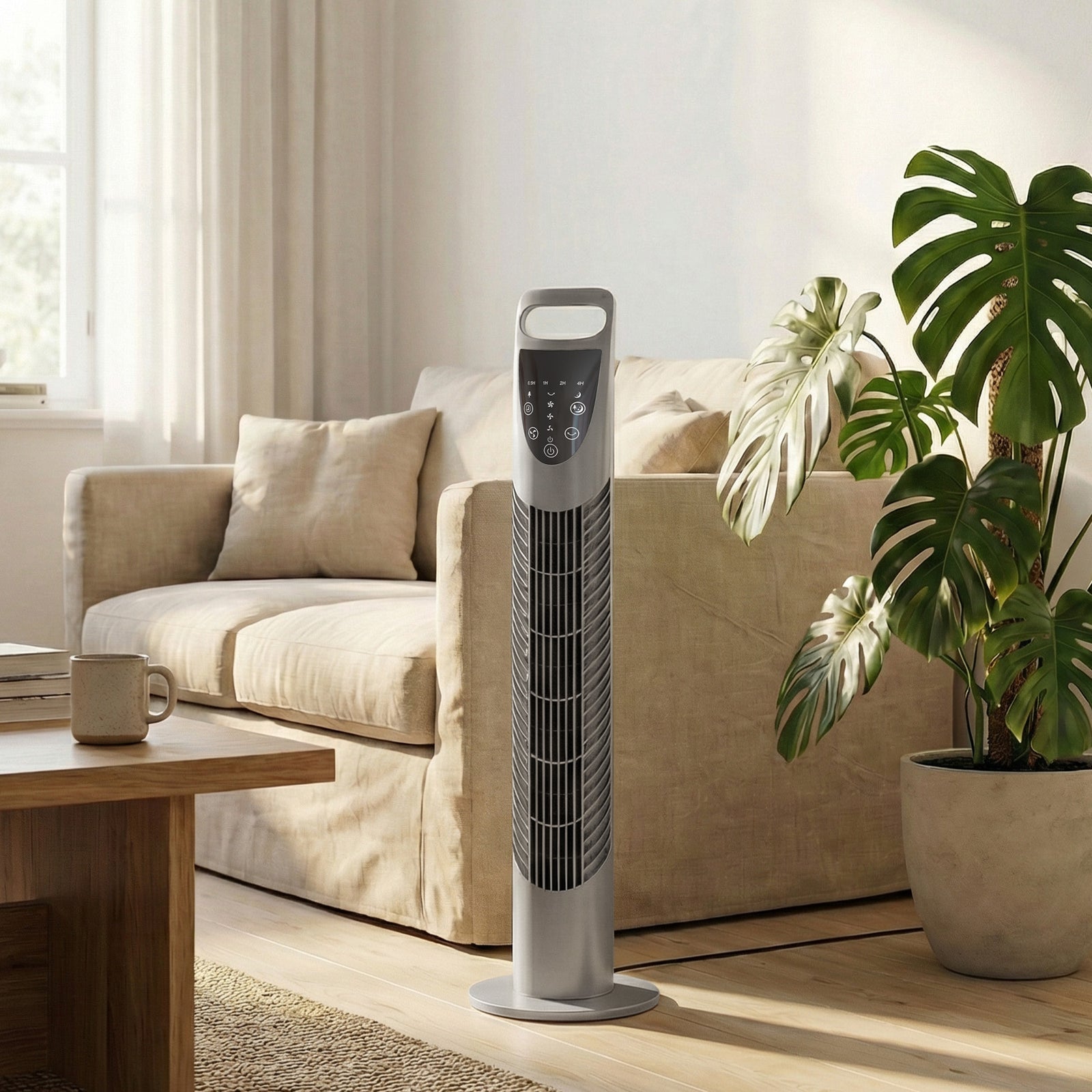 78.5cm Oscillation Tower Fan With Remote Control 3-speed Wind | White