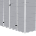 Outdoor Plastic Tool Shed With Apex Roof & Floor, Double Doors, Ventilation & Window, Lockable Backyard Storage House | 8x8ft | Grey