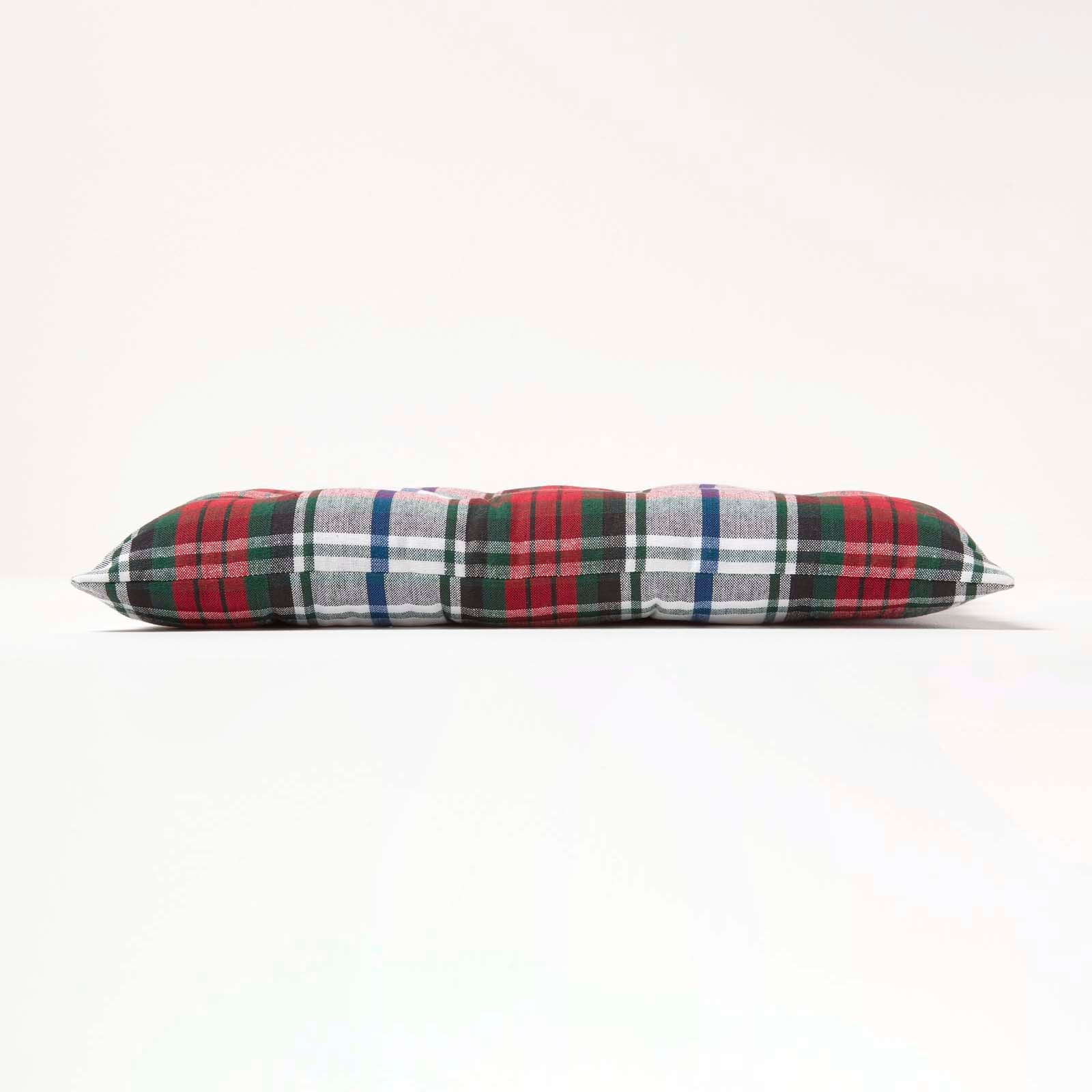 Tartan Check Seat Pad With Button Straps 100% Cotton, 40 X 40 Cm | Set-of-1 | Red