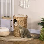 47cm Cat Barrel Tree For Indoor Cats W/ Two Cat Houses, Cushion