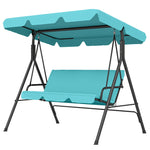 Outdoor 3-person Metal Porch Swing Chair Bench Canopy | Blue