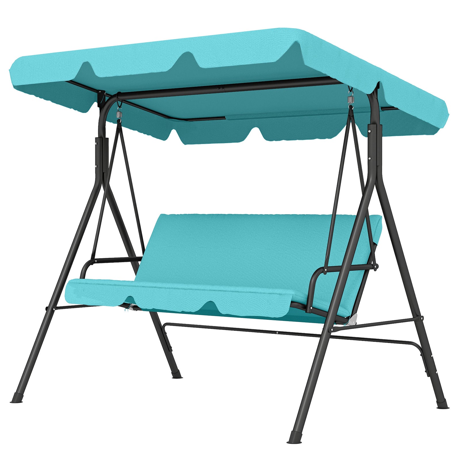 Outdoor 3-person Metal Porch Swing Chair Bench Canopy | Blue
