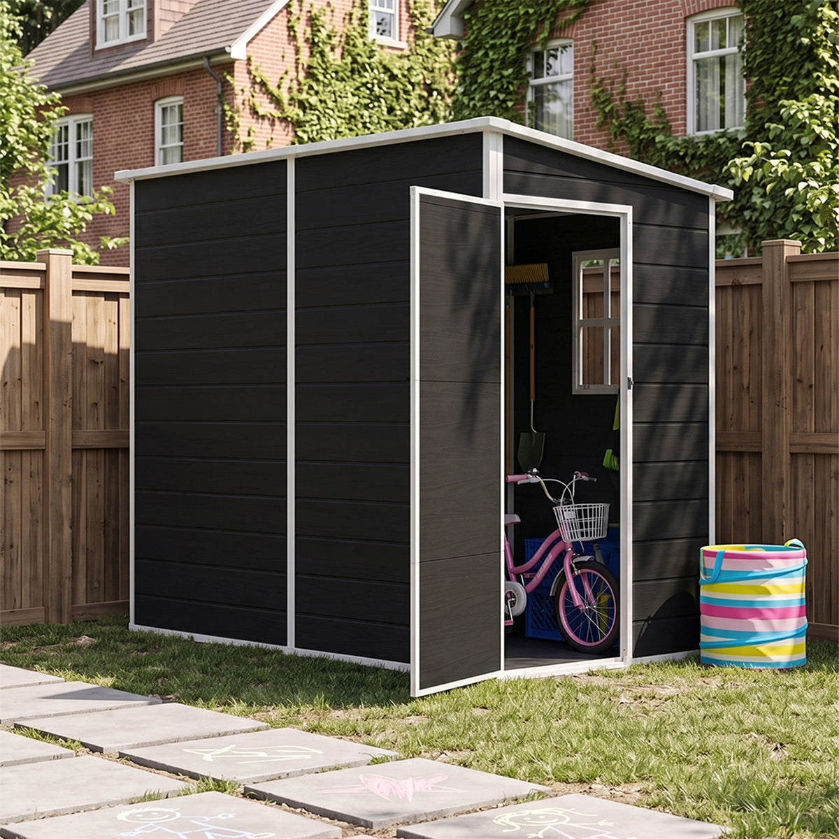Breeins 8 X 4ft Garden Outdoor Tool Storage Shed With Pent Roof