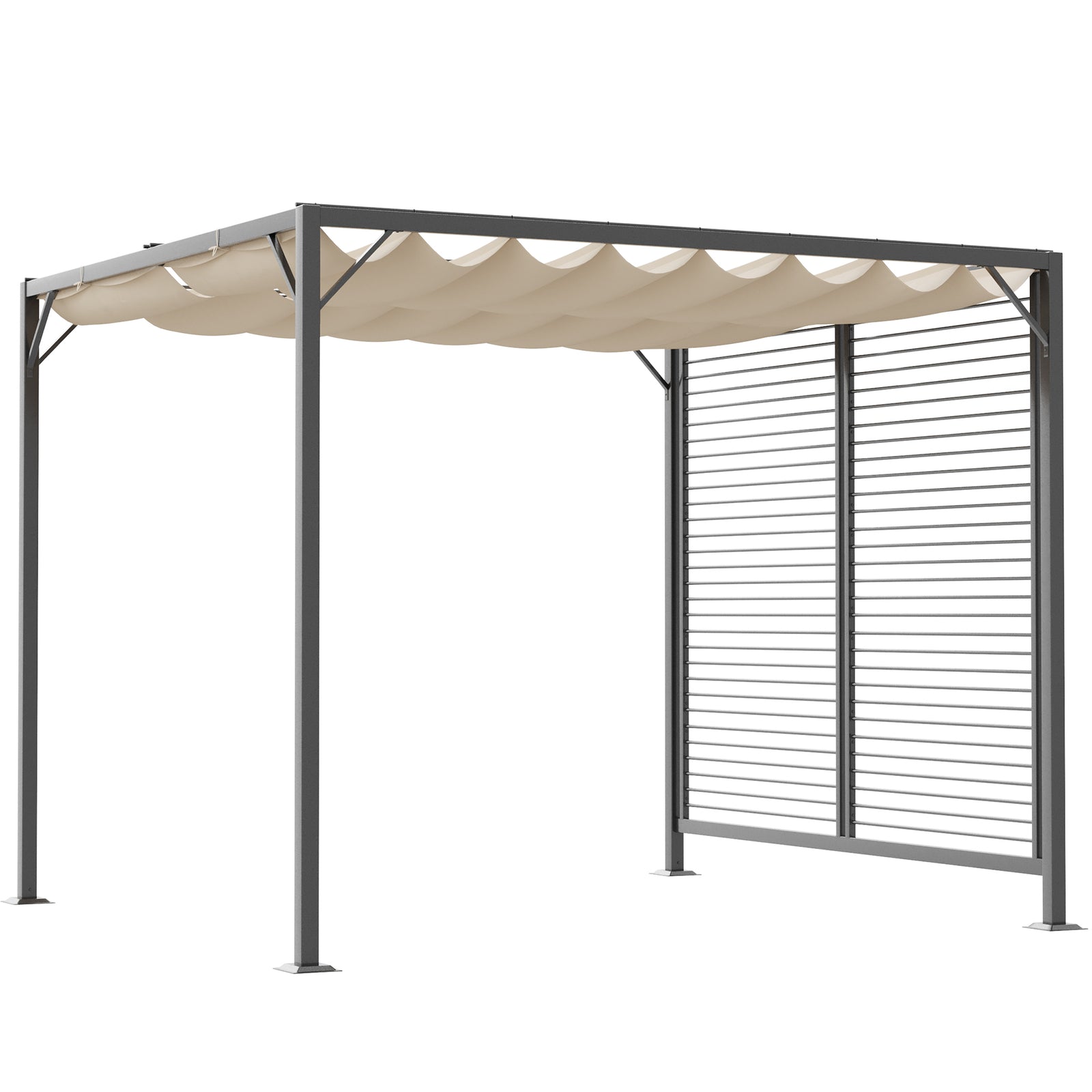 Metal Pergola Patio Sun Shelter Grape Tent Canopy Uv Cut | Beige