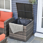 6 Pcs Patio Rattan Sofa Set W/ Conversation Storage