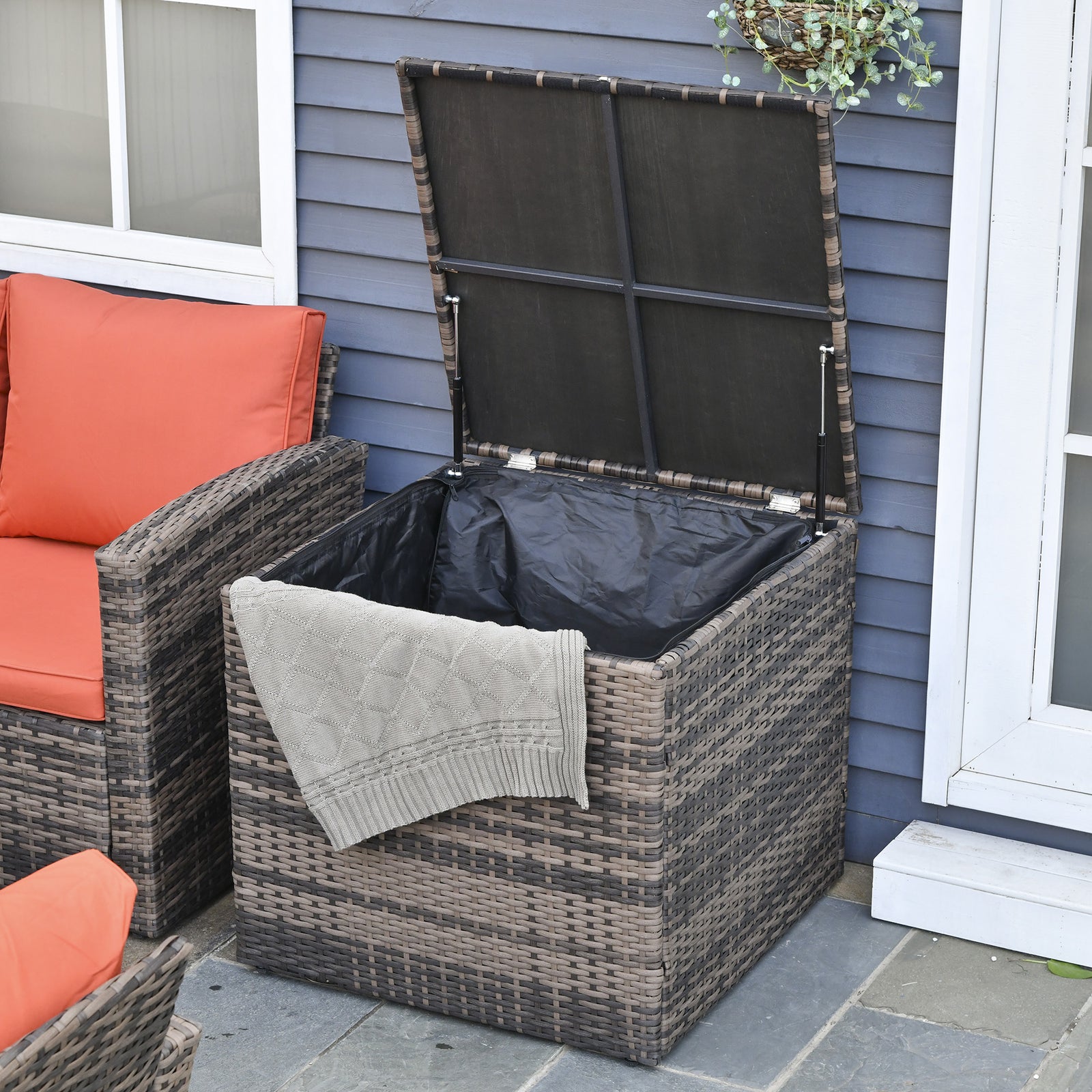 6 Pcs Patio Rattan Sofa Set W/ Conversation Storage