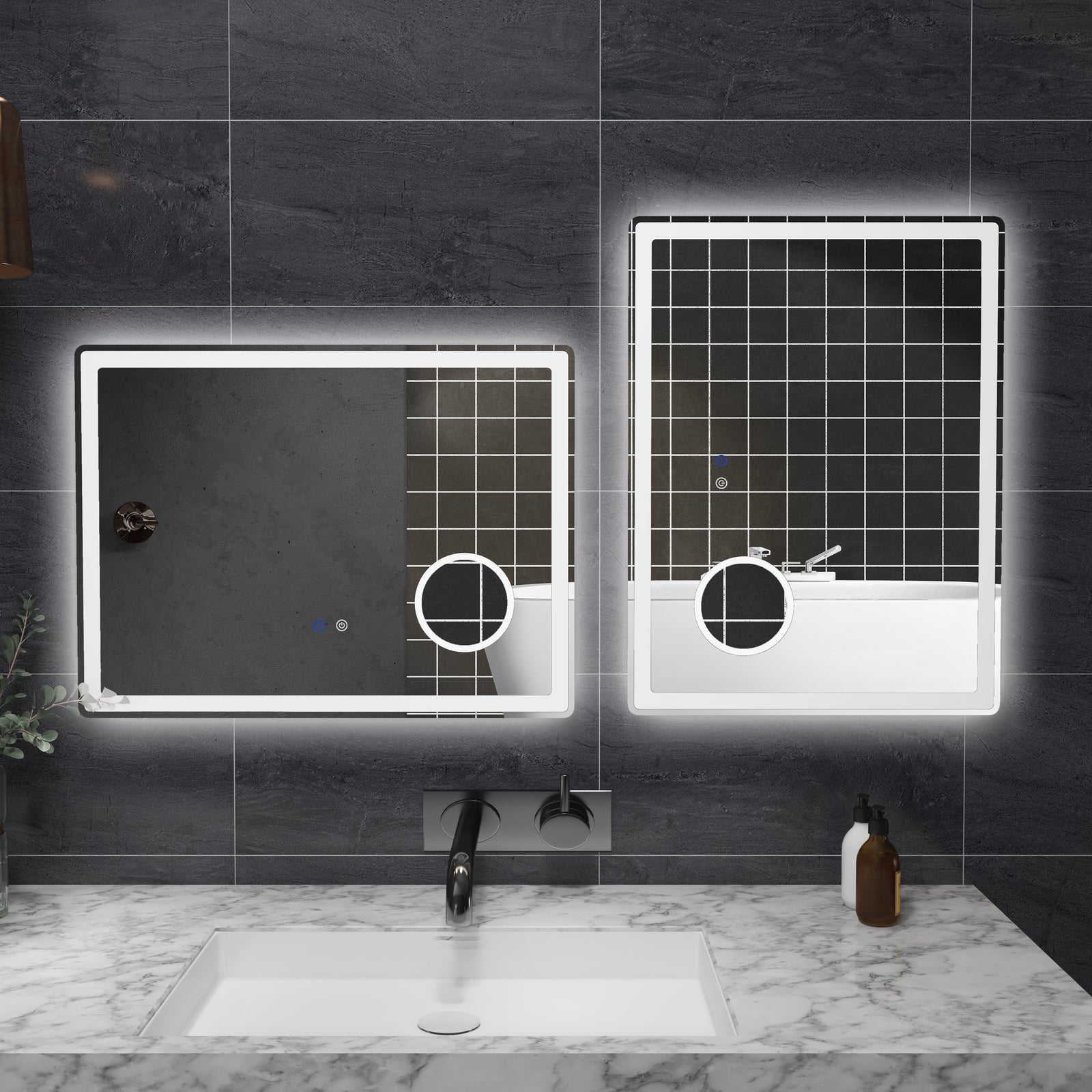 Led Lighted Bathroom Mirror With 3x Magnifying Mirror