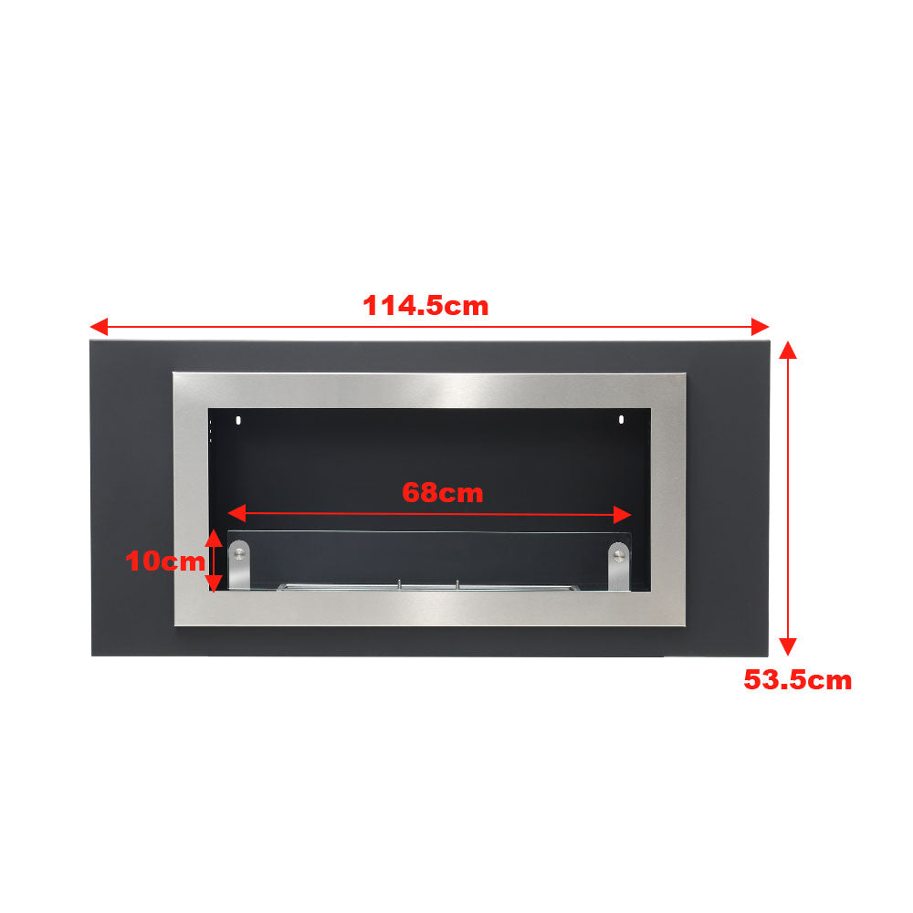 45 Inch Silver Wall Mount Fireplaces Steel Stainless Indoors Bio-ethanol Fireplaces