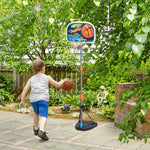3 Pcs Kids Basketball Set W/ Hoop Ball Pump Height Fillable Base 3-8 Yrs