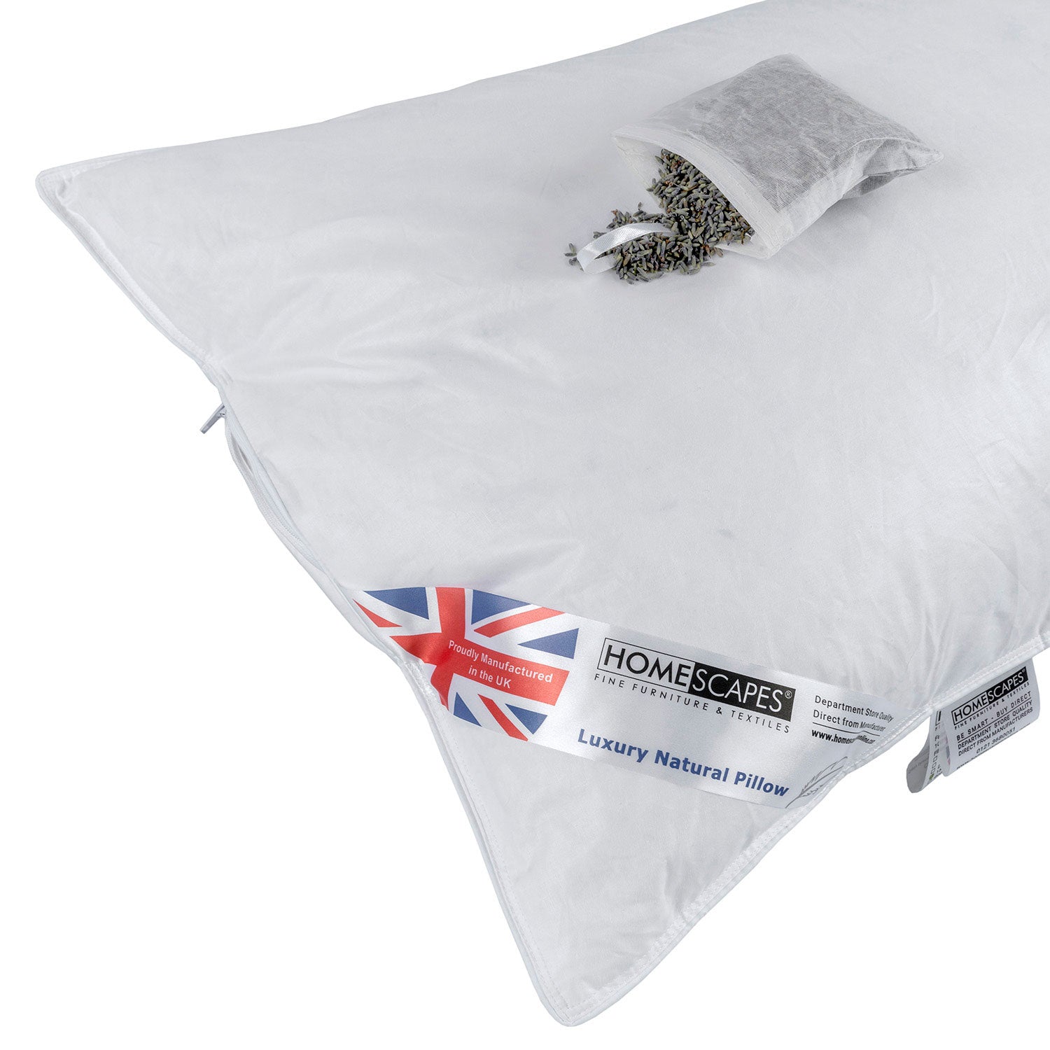 Goose Feather & Down Lavender Pillow With Dried Lavender Insert Extra Fill