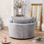 Havana Velvet Swivel Base Cuddle Chair | Gray