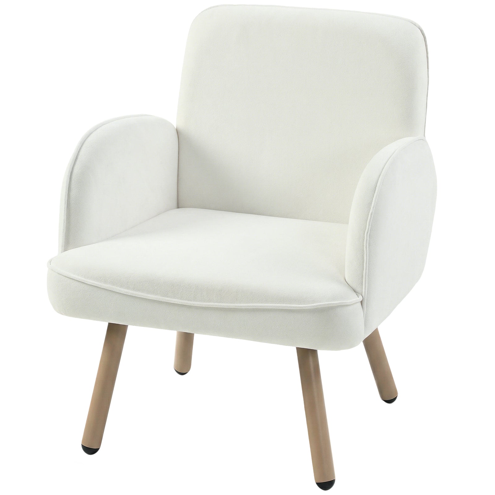 Lounge Chair Velvet Upholstered Spring Cushion | Cream