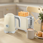 Kettle And Toaster Set With Temperature Gauge, Crumb Tray | Cream