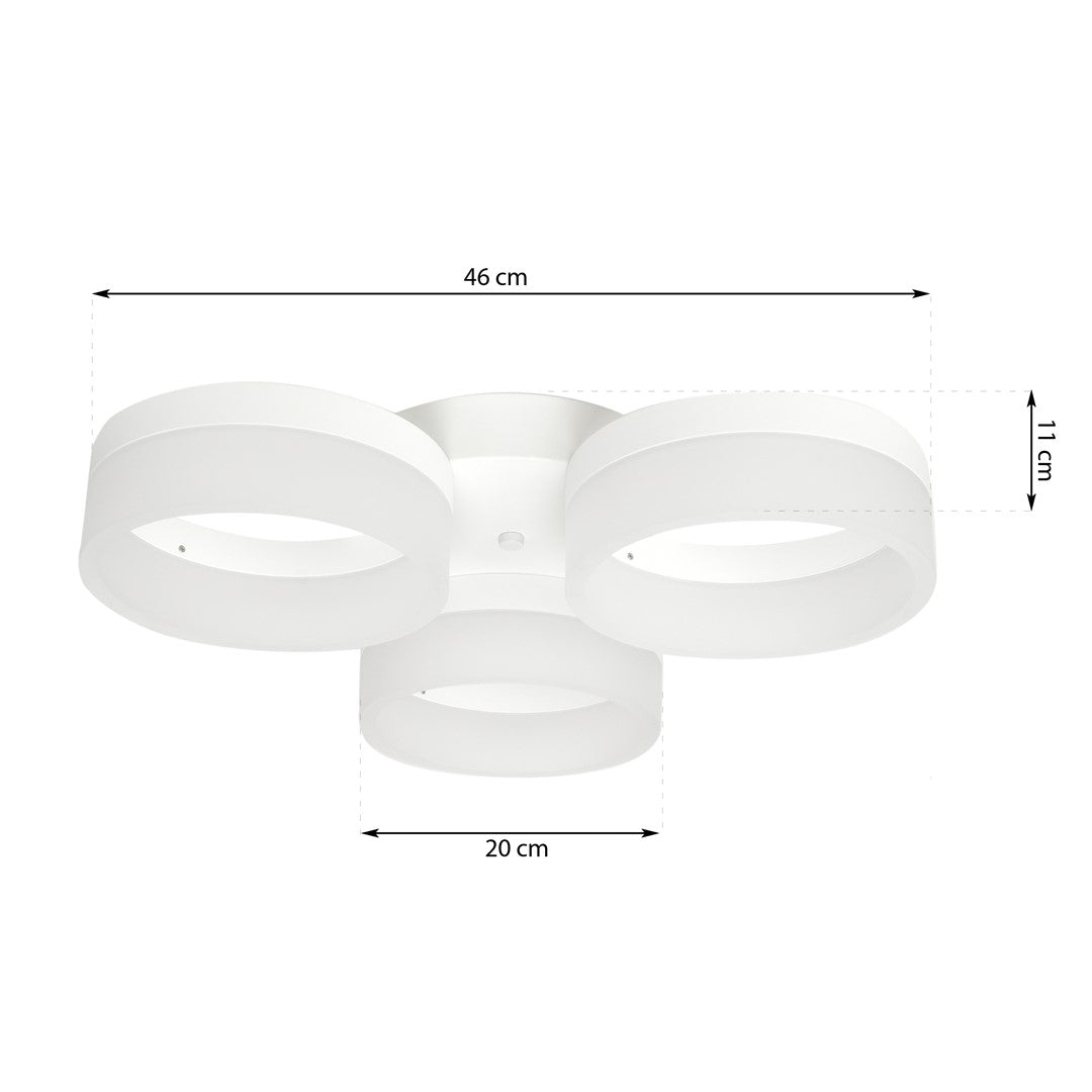 Ring 46cm Led Designer Pendant Lamp A Stunning Centrepiece Formed From 3 Hypnotic White Hoops 36w(150w) Led Hoop