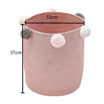 Cotton Rope Basket Woven Laundry Blanket Toy Basket Organizer | Pink