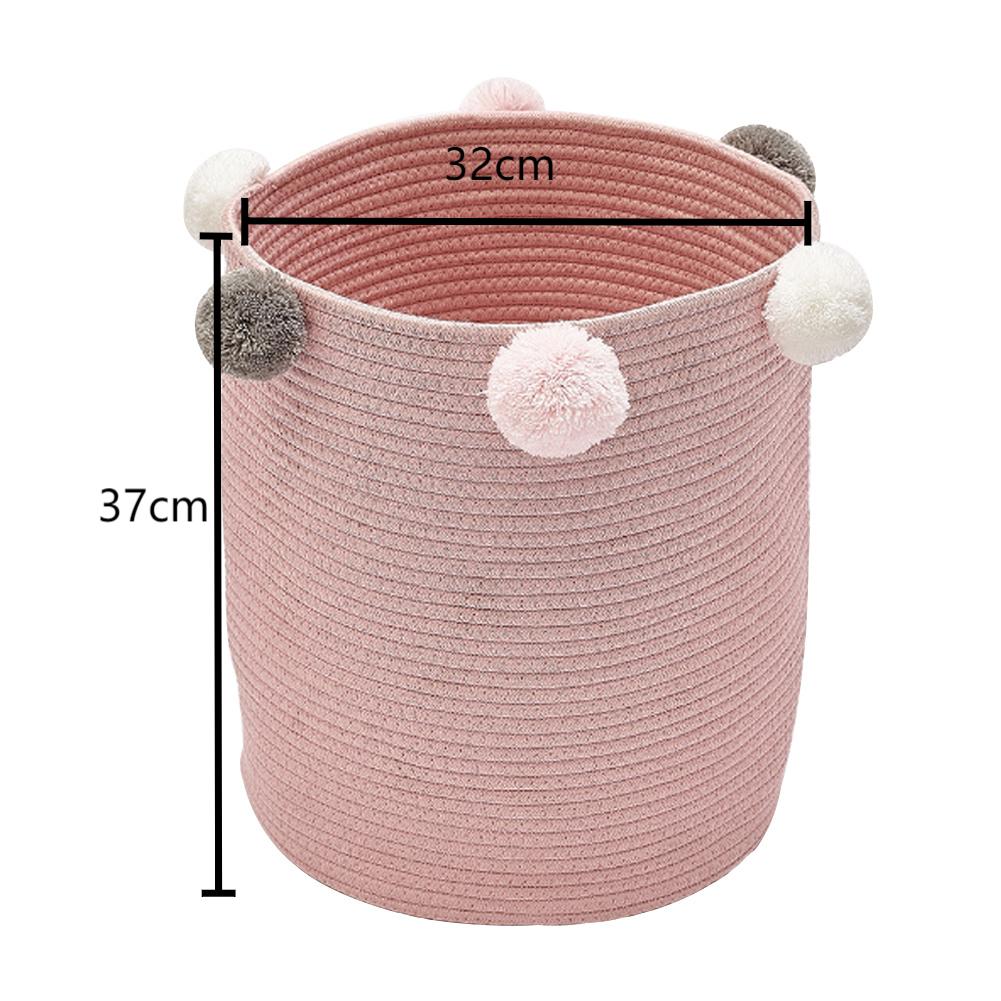 Cotton Rope Basket Woven Laundry Blanket Toy Basket Organizer | Pink