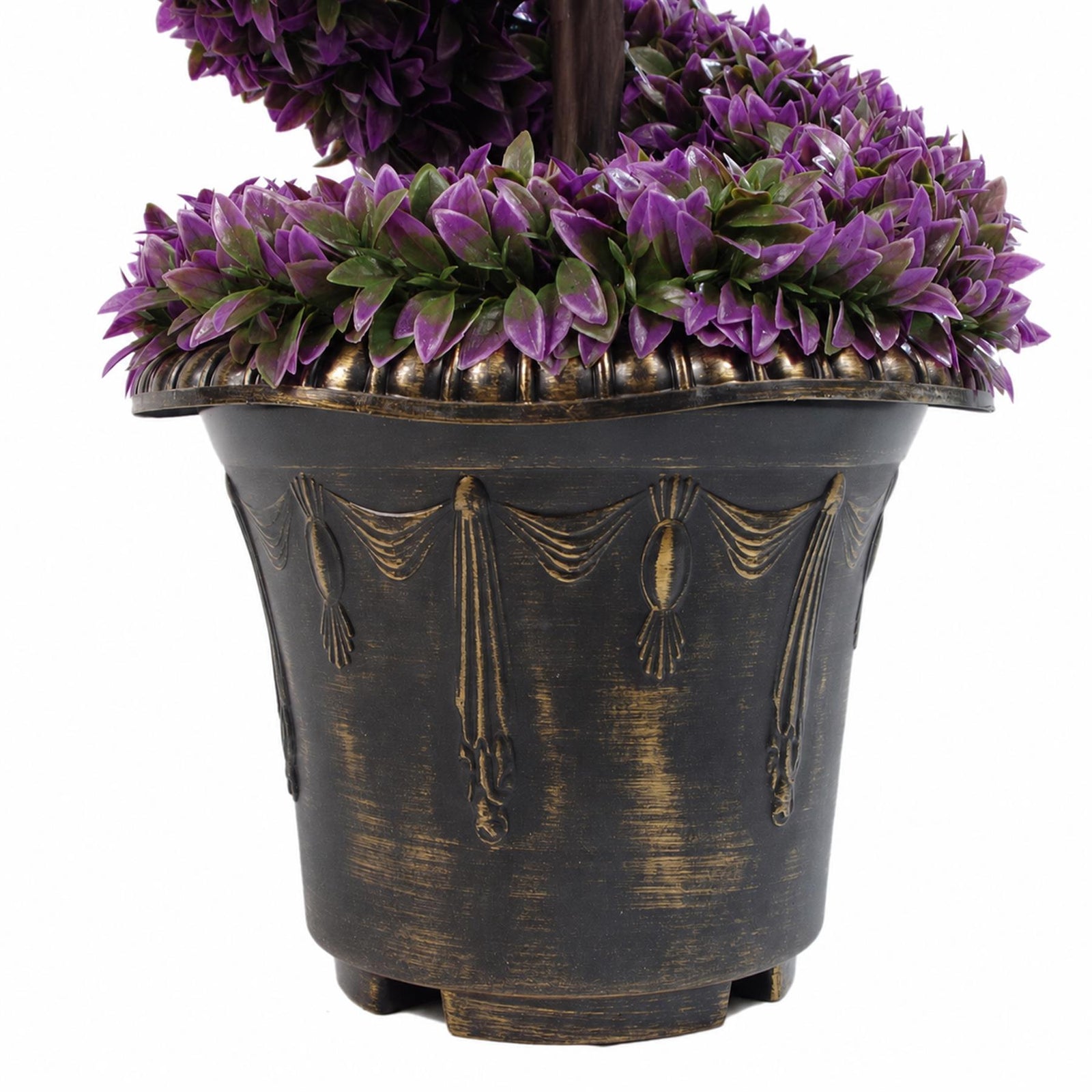 120cm Pair Of Purple Large  Spiral Topiary Trees With Decorative Planters