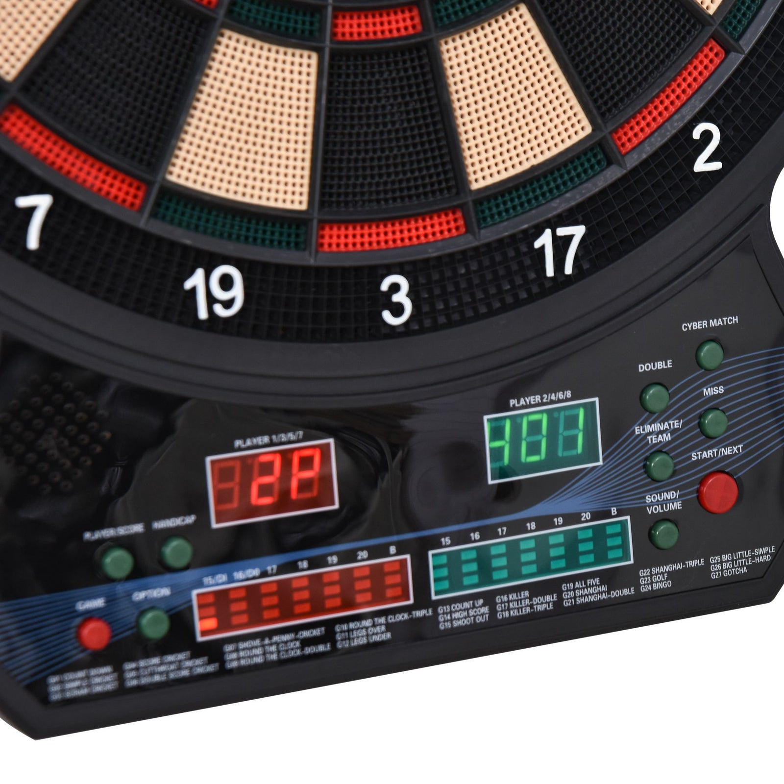 Electronic Dartboard Led 27 Games, 12 Soft Darts