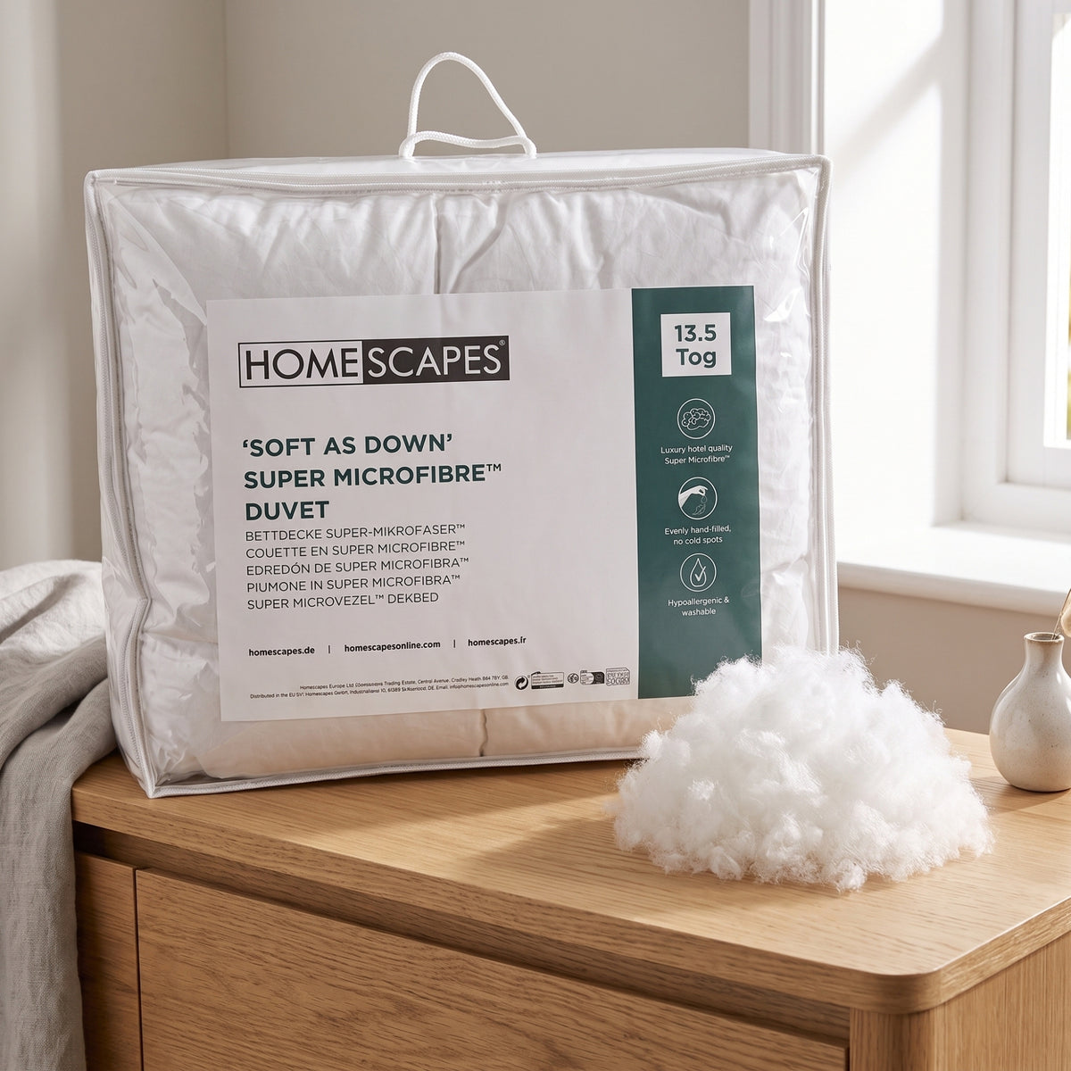 Luxury Hotel Quality Super Microfibre 13.5 Tog Winter Duvet | Single | White