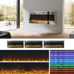 40/50/60-inch Wall Mounted & Recessed Led Electric Fireplace With 12 Flame Colors, Adjustable Brightness & Remote Control | Medium