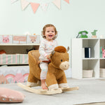 AIYAPLAY Baby Rocking Horse With Song, Safety Belt, Wood Base For 1-3 Years