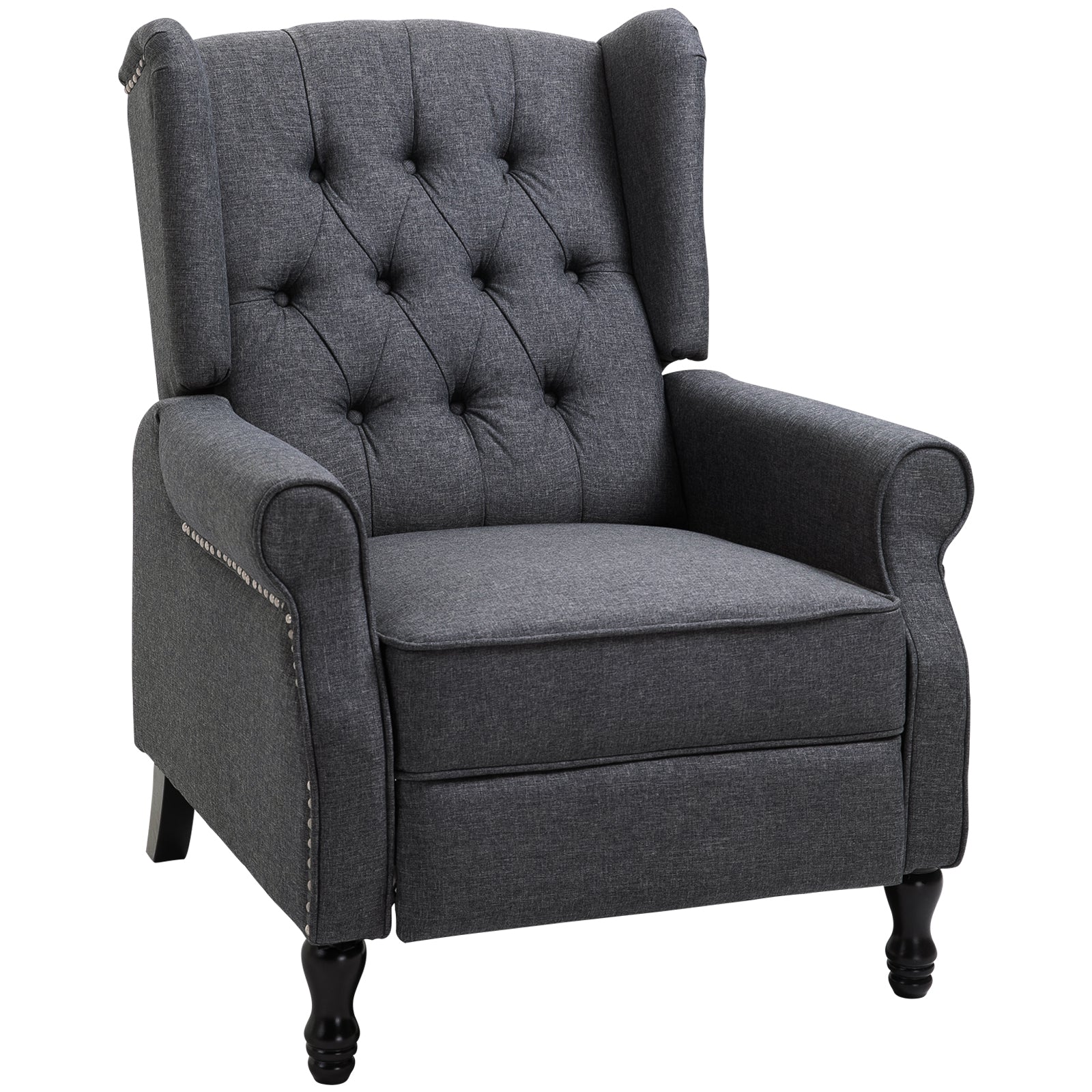 Manual Reclining Armchair W/ Footrest | Dark Grey
