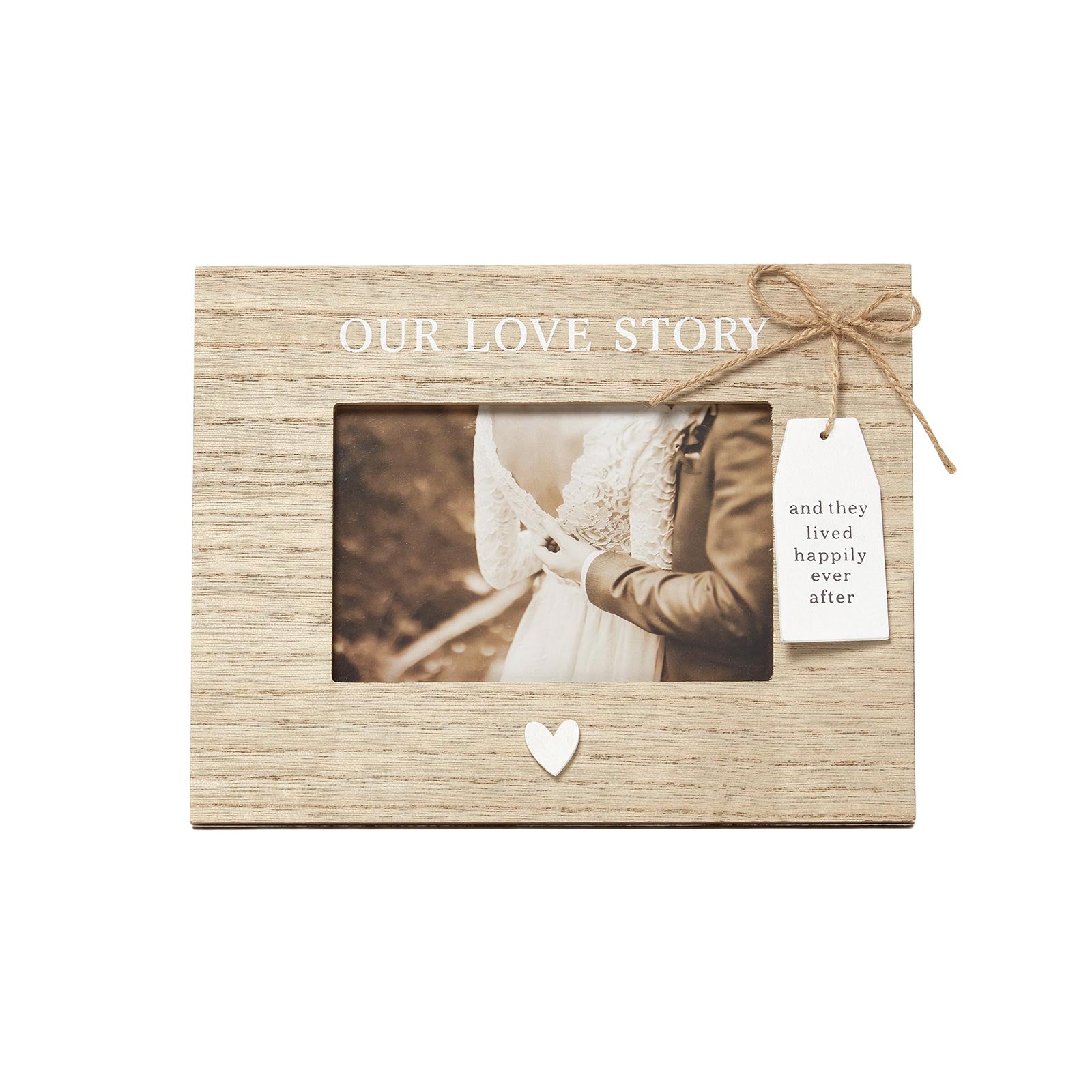 HOMESCAPES Love Story Wood Grain Photo Frame, 4x6