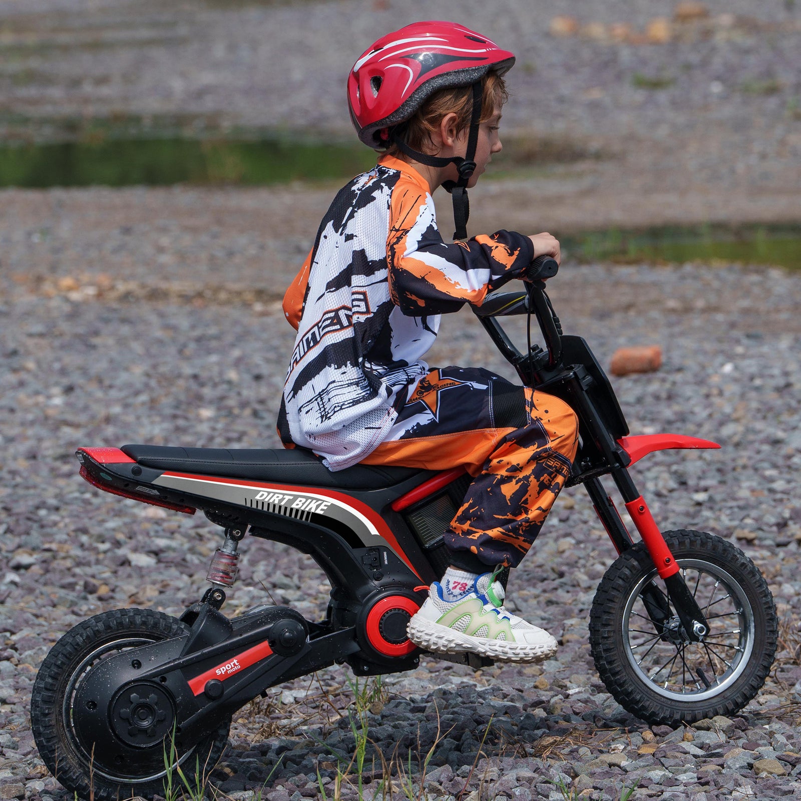 24v Kids Electric Motorbike With Twist Grip Throttle, Music, Horn | Red