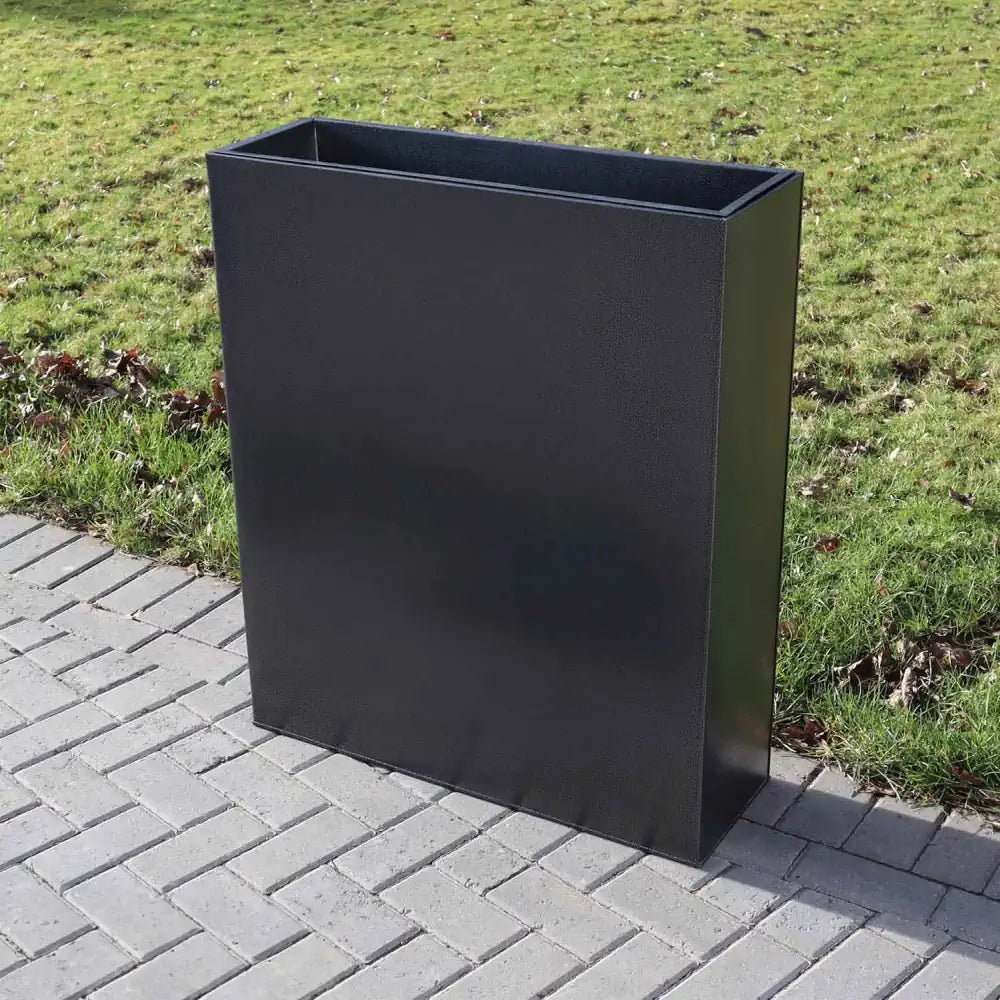 Long Zinc Galvanised Tall Trough Planter | 75cm x 25cm x 90cm | Silver Black