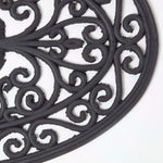 HOMESCAPES Black Wrought Iron Effect Parisian Oval Rubber Doormat