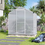 Polycarbonate Greenhouse With Base– Aluminum Frame Walk-in Greenhouse With Sliding Door & Ventilation Window For Plants & Flowers | Medium | Clear